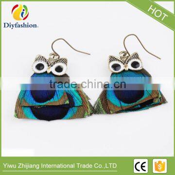 Hot Fashion Animal Jewelry Peacock Feathers Owl Earrings photo-2