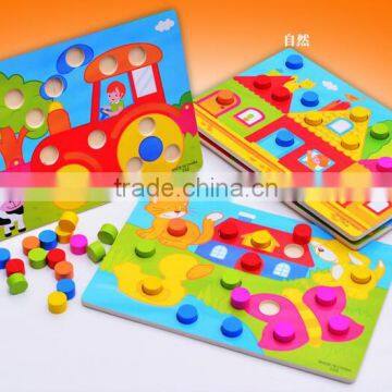 New Wooden Hand Scratcher Plate Color Shape Matching Board Educational Puzzle Toys for Kids photo-2