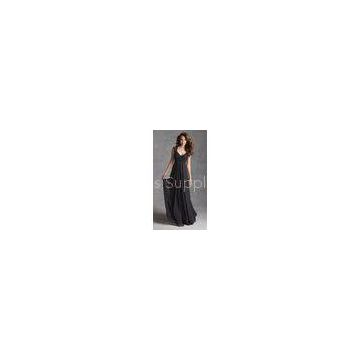 Empire A line Womens Evening Dresse V Neck Chiffon Cap Sleeve Back Lace Floor Length