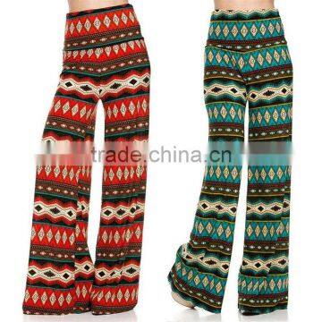 hot selling custom printing high waist wide leg lounge flare pants cheap palazzo women's pants