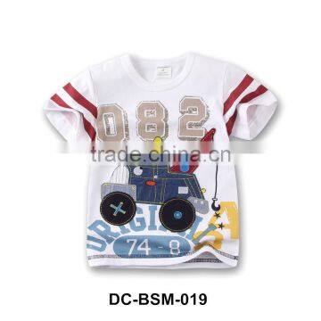 Fancy cartoon pattern white embroidered baby t shirt short sleeve