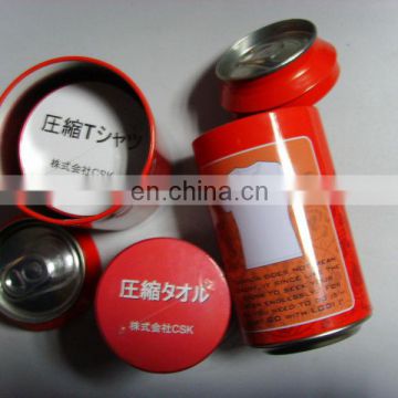 custom magic t-shirt in tin can for advertisement promotion