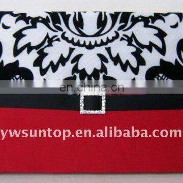 Exquisite Black and Red Flocking Wedding Guest Book Decoration