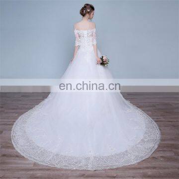 HS1624 2017 Bling Wedding Dress China Long Train Sequined Appliqued Embroidery Bridal Ball Gown photo-3
