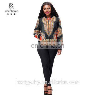 Wholesale African women clothing wax print dashiki African bomber jackets