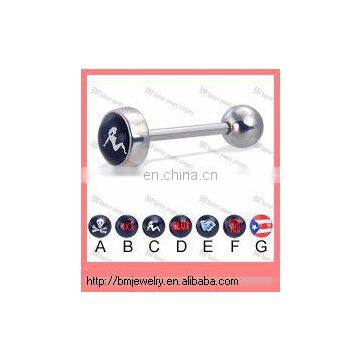 New arrival sexy crazy costume tongue barbell rings stick on body piercing jewelry in 316L surgical steel