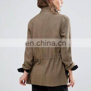 Hot Sale Fashion Ladies Long Dust Wind Coat Manufacture photo-3