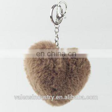 Saint Valentine's Day Gift Girl's Plush Fur Pom Pom Heart Shape Keychain Bag Girls' Accessories Car Pendant photo-3