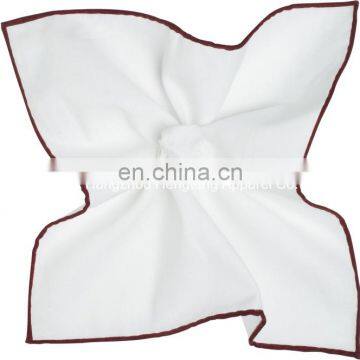 Solid White Silk Pocket Square with Hand rolled Hem