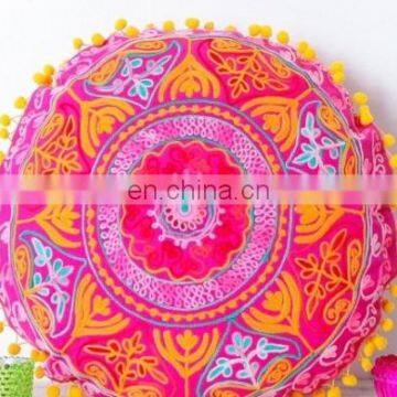 Fabric Embroidery Design Mexican Style Round pillow Cushion Cover