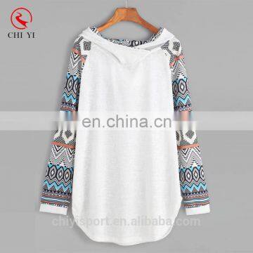 Custom made Raglan Sleeve Curved Hem Hooded Sweatshirts Autumn hoodies wholesale