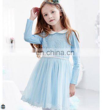 T-GD020 Mesh Lace Lovely Girls Knitted Sleeve Princess Net Frock Design Dress