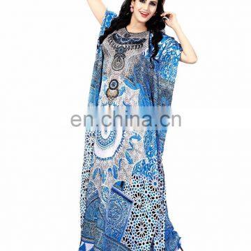 Cheerful Summer Wear Digital Printed Silk Plus Size Long Kaftan (kaftan dress)