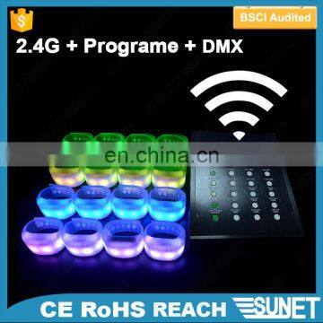 2017 SUNJET new products light up event 2.4G remote controlled DMX programmable blinking led bracelet