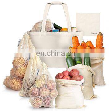 Large Organic Farmers Market Shopping Bundle grocery natural cotton canvas tote bag