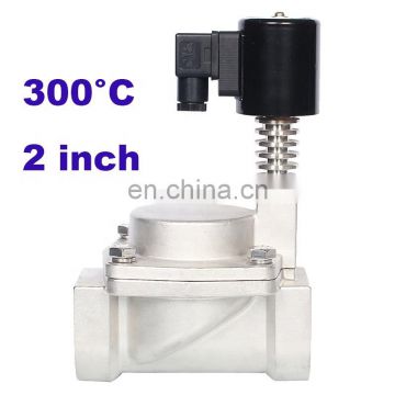 0.5-16bar 2 way normally close steam solenoid valve 300C 2 inch 220V AC Orifice 50mm high temperature stainless steel valve