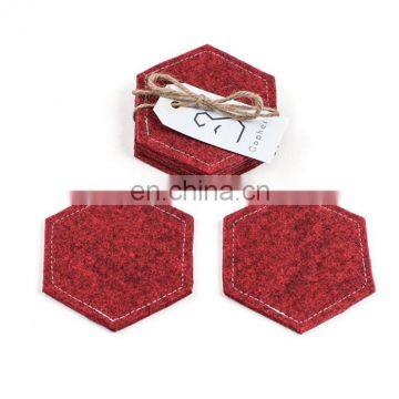 Red Color Heat Resistant Set of 10 Felt Coffee Cup Coaster Acrylic Coasters With Napkins photo-5