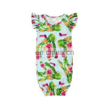 Floral Pattern Printing Newborn Baby Flutter Sleeve Sleep Gown Wholesale Baby Sleeping Bags. photo-4