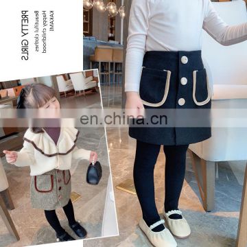 Girls skirt four button woolen material skirt short skirt 20 autumn and winter clothes new children's wear