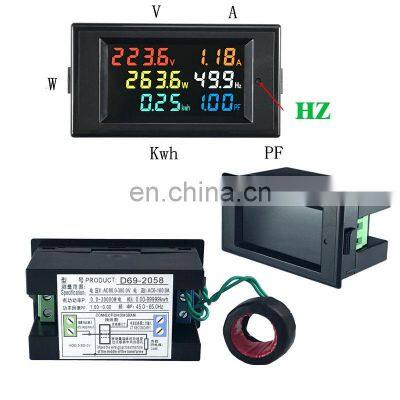 6IN1 AC Monitor 110V 220V 380V 100A Voltage Current Power Factor Active KWH Electric Energy Frequency Meter Digital LCD VOLT AMP photo-3