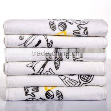 white customized design velour reactive printed pure cotton sport towel