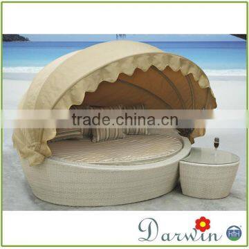 Hotsale Outdoor Wicker Rattan Reclining Round Sofa Beach Bed