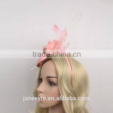 Wholesale Wedding Headpiece Sinamay Hat Fascinator Base Hat With Feather and Veil photo-3