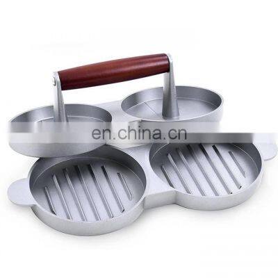 Best Quality Wooden Handle Non-stick Aluminum Burger Press With Handle
