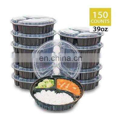 Portable Black Stackable Disposable PP Plastic Meal Prep Containers With Clear Lids photo-4