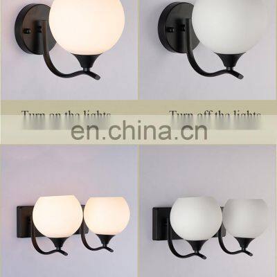 High Quality European Art Deco Reading Bedroom Loft E27 Glass Ball Black Luxury Bedside Led Modern Nordic Wall Lamp photo-5