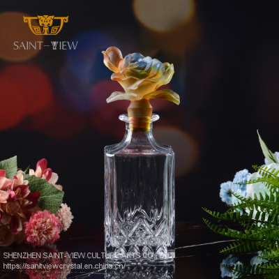 Square Restaurant Bar Home 700ml/750ml Dining Glass Bottle Liquor Gift Set With Stopper Cap Manufacturer photo-2