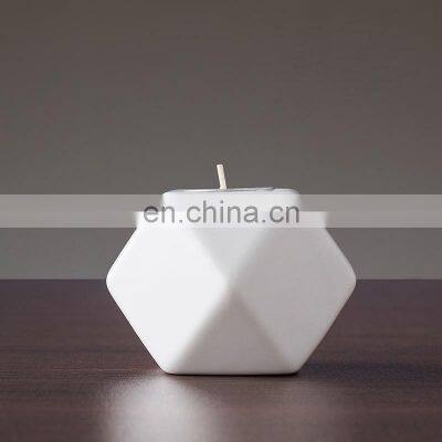 Wholesale Creative Retro Geometric Candle Jars Vasos Para Velas Ceramic Candle Holder Candlestick Home Decor