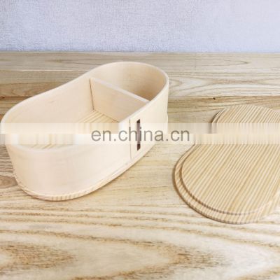 Xiangteng new hot environmental protection selling curved solid wood wooden lunch box Japanese lunch box