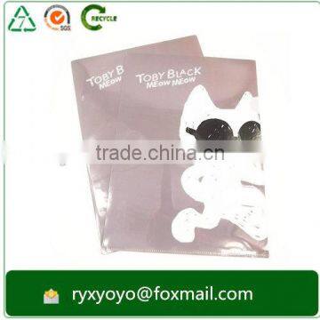 Carton printed a4 size L shape plastic file folder for promotion gift