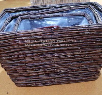 Pots en vannerie naturelle bon marché. Panier de rangement en vannerie en gros pour le jardin photo-3