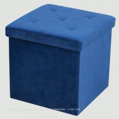 Foldable storage velvet ottoman