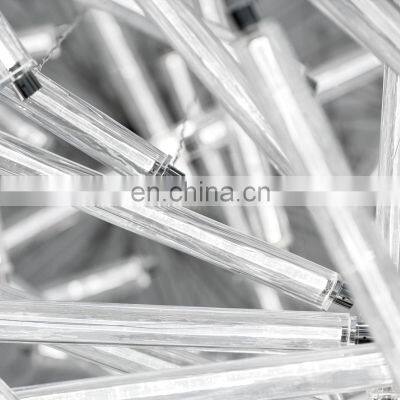 Modern Custom Hotel Entrance Long Coloured Art Deco Glass Tube Pendant Chandelier Lighting Fixture