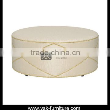 OT-082 Gold Color Studs Fabric Pouf For Living Room