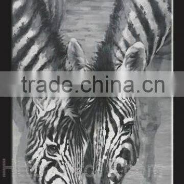 black and white zebra drinking together hotel decorative painting