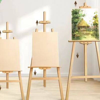 Painting Wood Easel Adjustable Wooden Easel Natural 145cm Foldable Beech Wood Easel photo-4