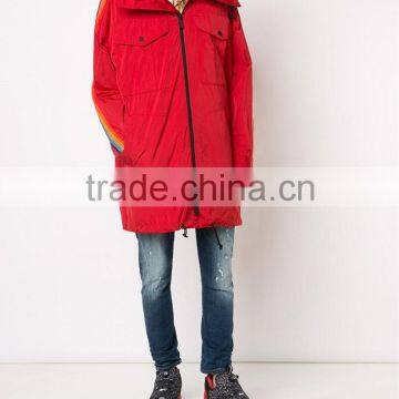 2016 New Design Stylish Hooded Red Rainbow Mens Winter Trench Coat photo-3