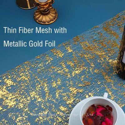 11inch Polyester Metallic Gold Mesh Roll Table Runner for Wedding Birthday Banquet Decor photo-3