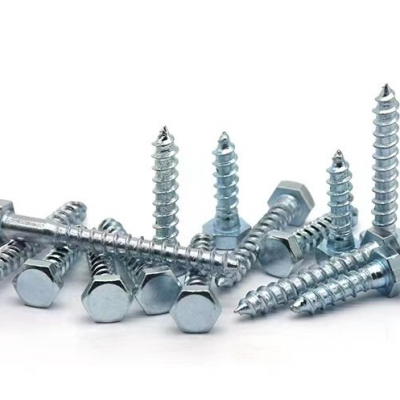 Hexagonal external wood screw, galvanized hexagonal self tapping screw, full tooth hexagonal screw, DIN571 carbon steel wood tooth screw
