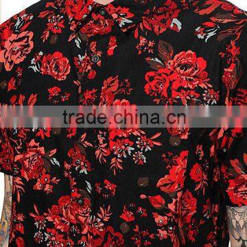 Wholesale Rose Printed Hawaiian Short Sleeve Mens Shirts photo-3