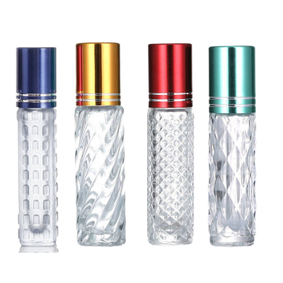 3ml 4ml 5ml 10ml Colored Aluminum Cap Travel Portable Transparent Glass Roller Bottle for Perfume Essential Oil