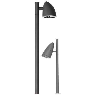 Lampadaire paysager WD-T338 | WD-T337-A | tête en aluminium | diffuseur à lentille optique | design noble | LED COB