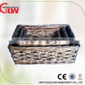 Set of 3 willow and rush storage basket wholesale