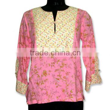 Ladies tops Cotton Comfy tunics Colors dyed ladies blouse