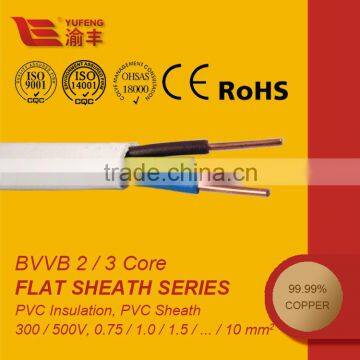 3 core flat electrical cable 300/500V