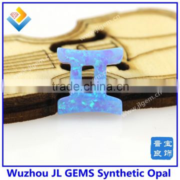 Wholesale11*11.5mm Gemini Fire White/Blue Opal Pendant With 12 Horoscope Synthetic Opal For Making Necklace And Bracelet